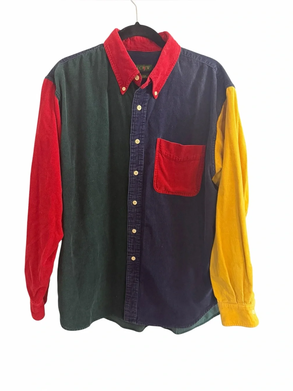 J. Crew Vintage Color block Corduroy Button Down Shirt Multicolor